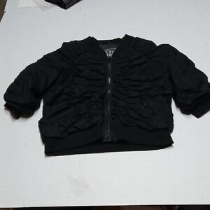 Last Kiss Black Ruched Jacket 3/4 Sleeve Y2K Size Juniors XL Women's Large